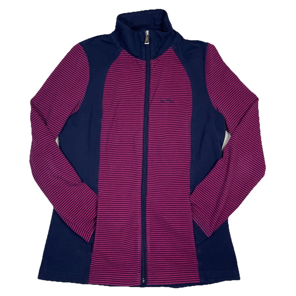 Lauren Active Ralph Lauren Full Zip Jacket Striped Mock Neck Pockets Small
